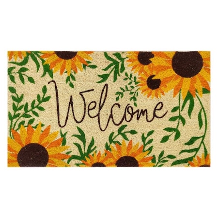 First Concept First Concept 18 in. W X 30 in. L Multi-Color Welcome Sunflowers Coir Door Mat FC-72021